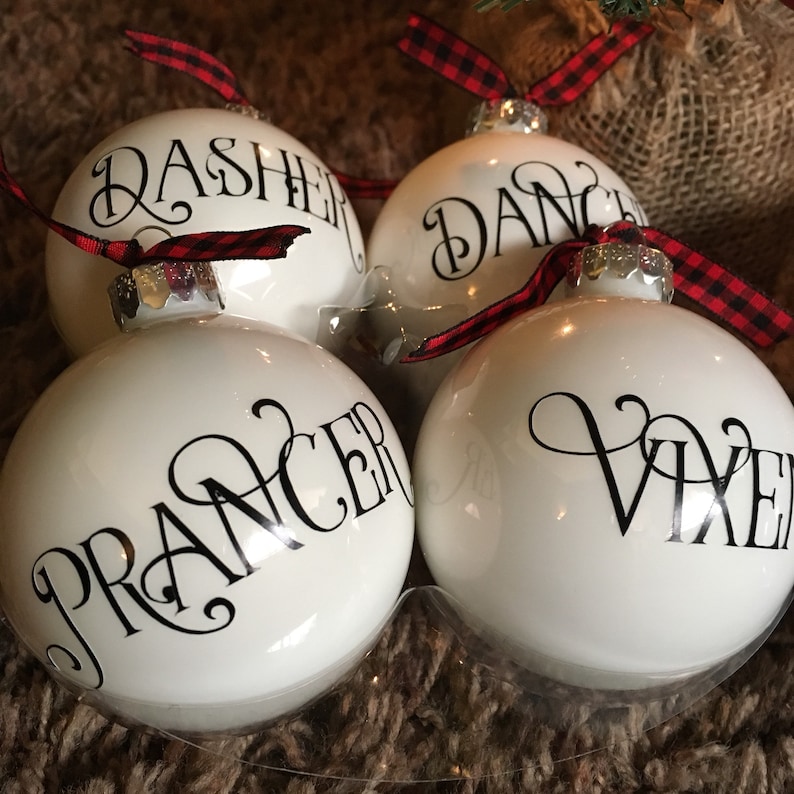 Reindeer Reindeer Names Ornaments Rustic Christmas Farmhouse Etsy