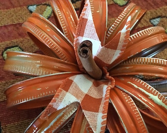 Mason Jar Lid Pumpkins: Rustic Fall Table Centerpiece
