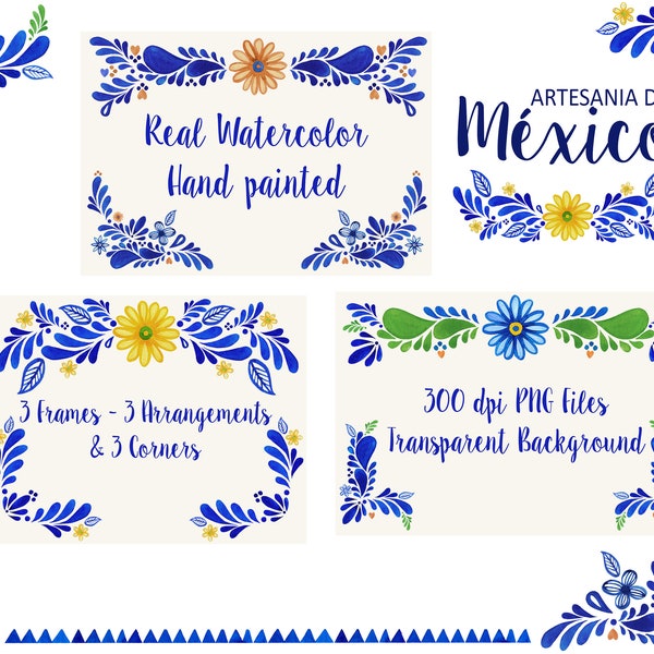 Mexican Watercolor Clipart Mexican Wedding, Patrones  Mexicanos,Talavera Colorful Mexican Flolk Art, Fiesta Mexicana,, Flores Mexicanas,