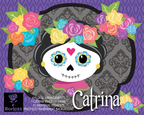 Catrinas Día De Muertos Flores Clipart Altar De Muertos - Etsy