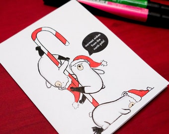 Pole Dancing Osos polares para colorear DIY Tarjeta de Navidad navideña imprimible A2 Ilustración Arte lineal