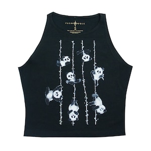 Poling Pandas High Neck Crop Top Pole Dance Aerial Original Illustration Polewear