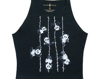 Poling Pandas High Neck Crop Top Pole Dance Aerial Original Illustration Polewear