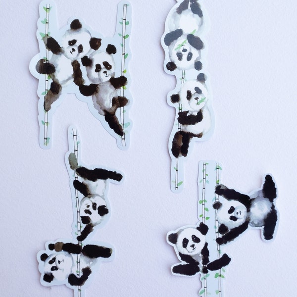 Pole Dancing Pandas Vinyl Stickers Set of 4 Pole Aerial Illustration