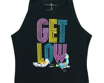 Obtener bajo cuello alto Crop Top Low Flow Llamas Pole Dancing Floor Work Dancer Original Illustration Polewear