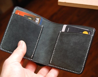 Navy Blue Leather Bifold Wallet Billfold Wallets For Men Mens | Etsy