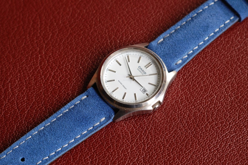 Blue Suede Leather 20mm Watch Strap Blue Suede Leather 18mm Etsy