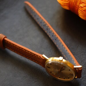 Bracelet de montre en cuir marron clair avec coutures orange 15 mm, 16 mm, 17 mm, 18 mm, 19 mm, 20 mm, 21 mm, 22 mm, 23 mm, 24 mm image 4