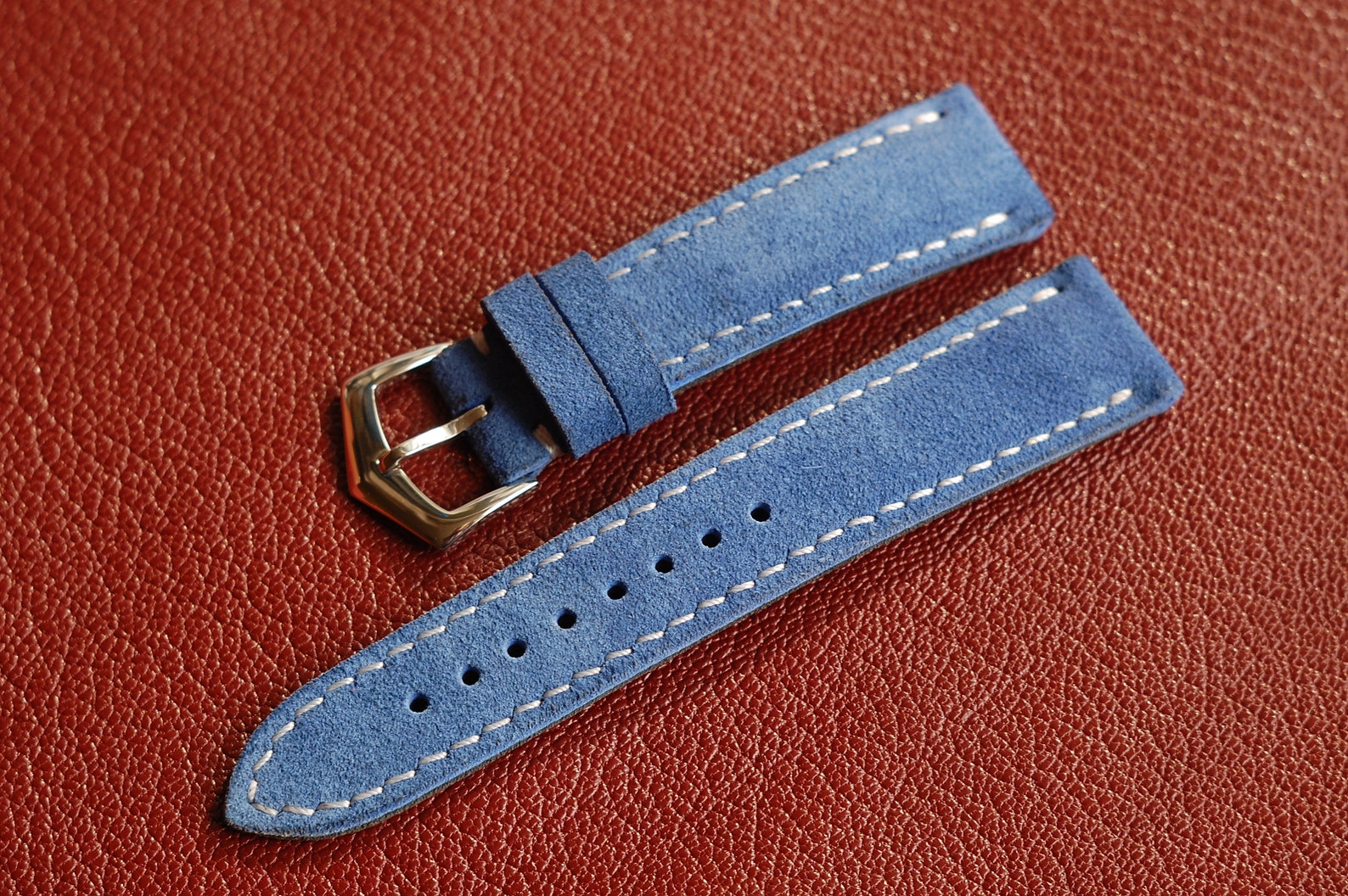 Blue Suede Leather 20mm Watch Strap Blue Suede Leather 18mm Etsy