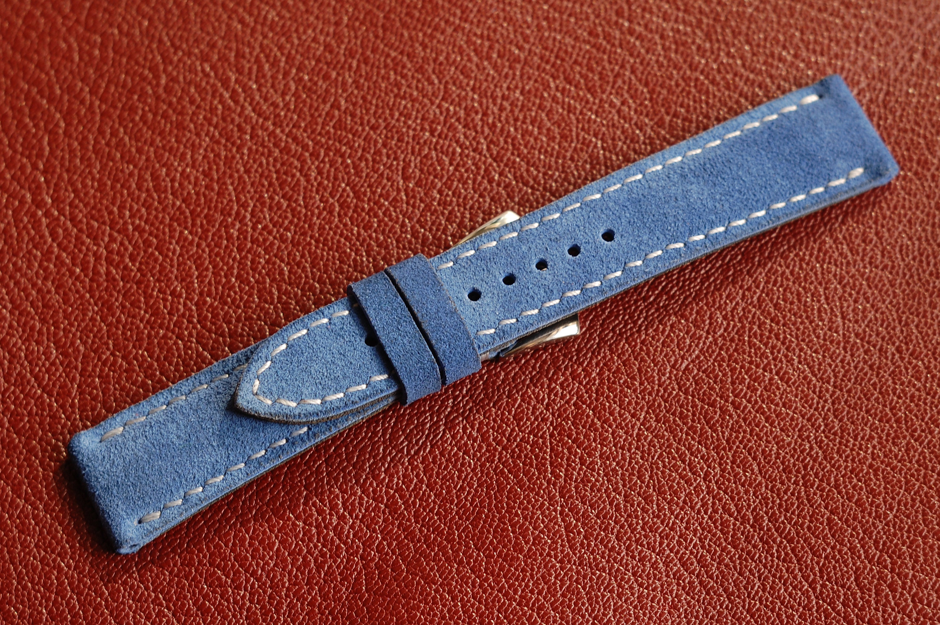 Blue Suede Leather 20mm Watch Strap Blue Suede Leather 18mm Etsy