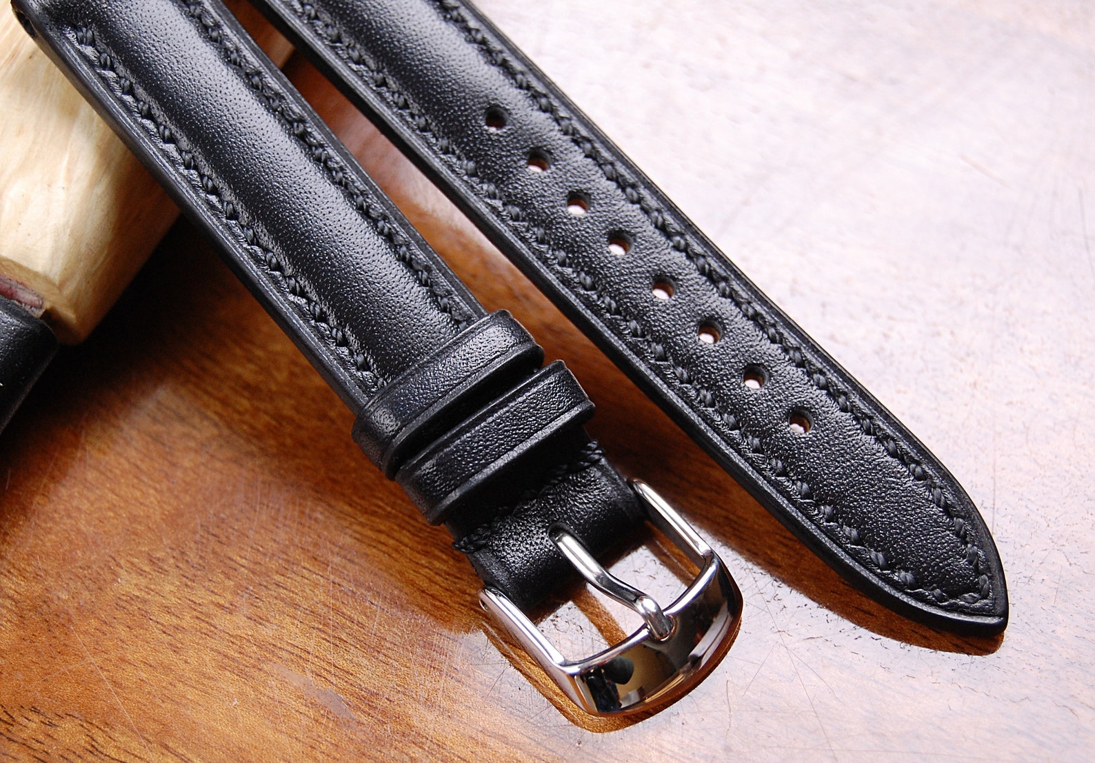 Black Smooth Leather Watch Strap 16mm 18mm 19mm 20mm 21mm 22mm Etsy