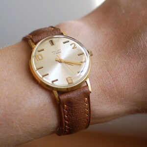 Bracelet de montre en cuir marron clair avec coutures orange 15 mm, 16 mm, 17 mm, 18 mm, 19 mm, 20 mm, 21 mm, 22 mm, 23 mm, 24 mm image 1