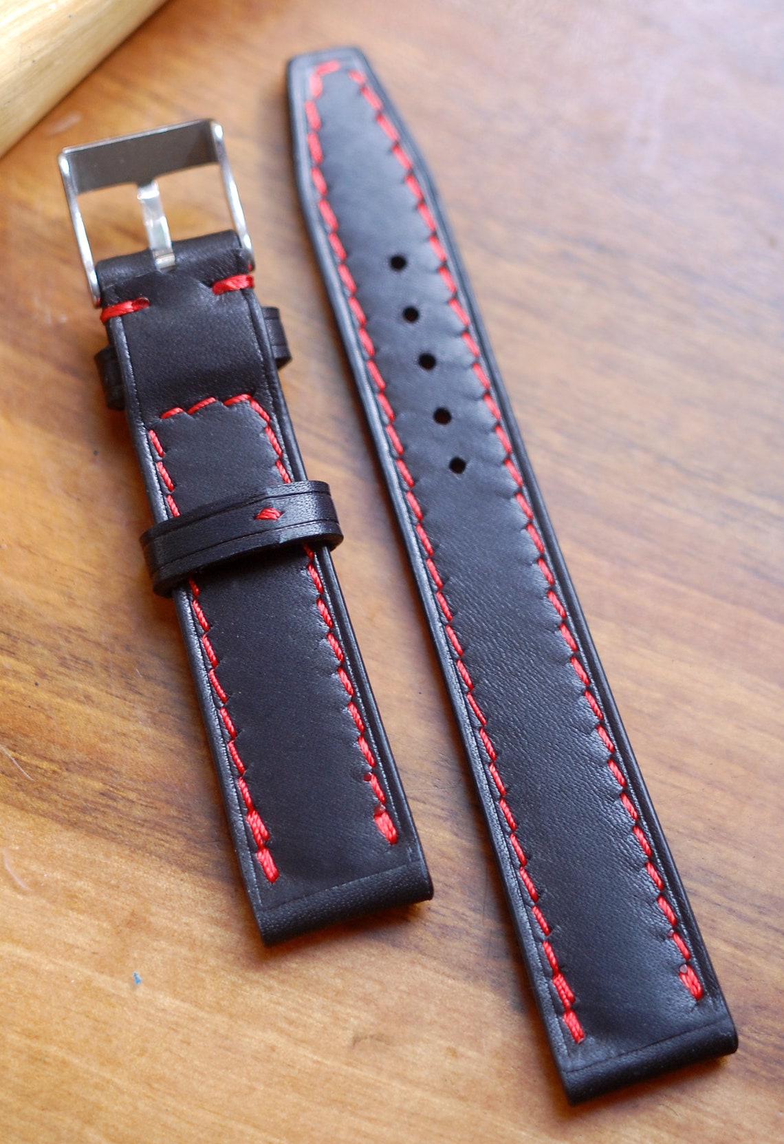Black Smooth Leather Watch Strap 20mm 18mm 17mm 16mm 19mm 21mm Etsy