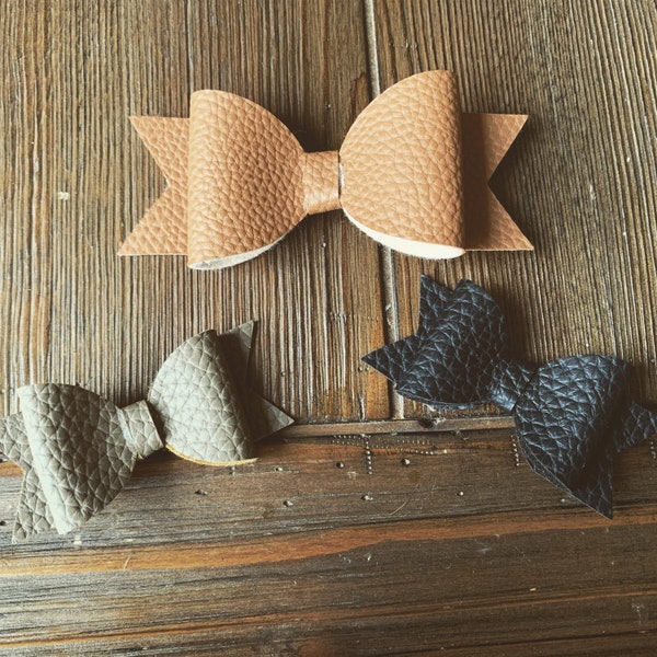 Faux Leather Bow Hair Bows Clips - Baby - Toddler