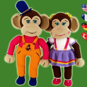 PATTERN BUNDLE , Monkey Girl and Boy Pattern ,  Amigurumi Crochet Pattern , Crochet Monkey Pattern , Amigurumi Monkey Pattern , PDF