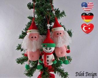 Crochet Pattern - Amigurumi - Amigurumi Santa Claus Pattern, Santa Claus, Christmas Gifts, Christmas ornaments - gift car mirror hanging