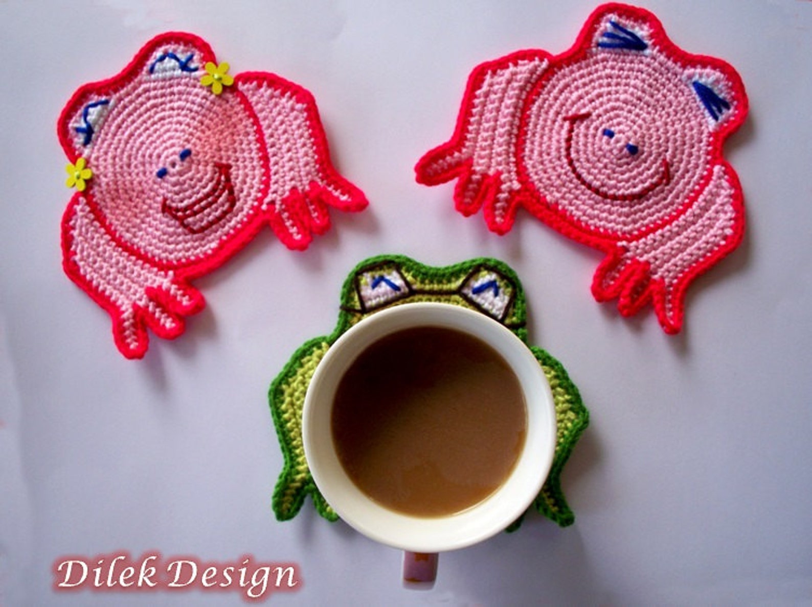 Crochet Coasters Pattern Crochet Frog Coasters Animal | Etsy