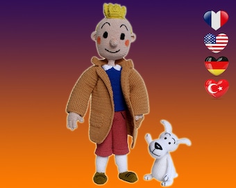 CROCHET PATTERN, Tintin,Snowy,Milou, Amigurumi Crochet Pattern, Amigurumi, Crochet, Pattern, Patterns, Tintin, Snowy, Tintin Crochet Pattern