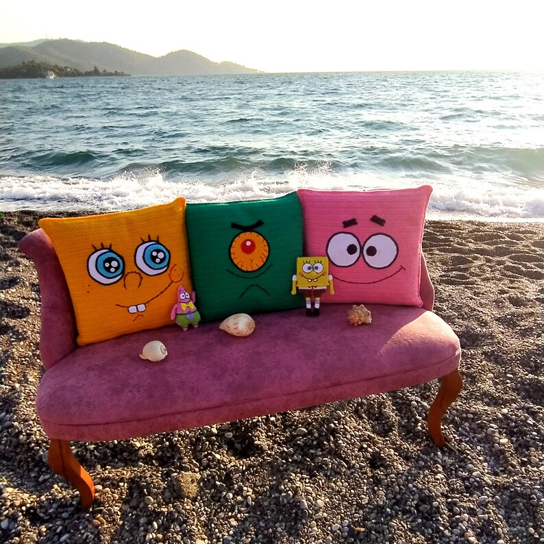 Crochet Pillow Pattern Spongebob Pillowcase Couch Pillow Etsy