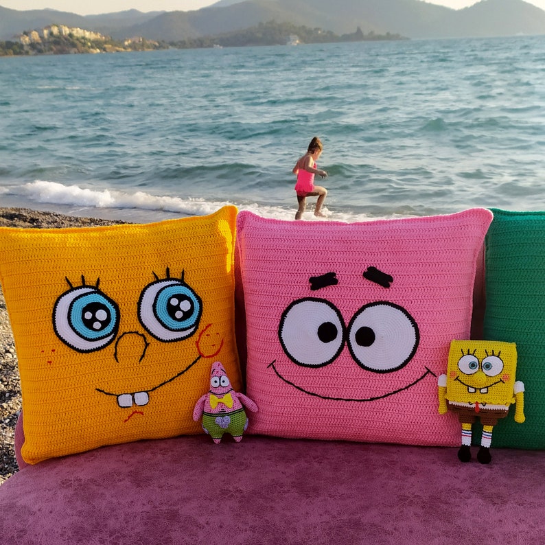 Pillow Crochet Pattern Spongebob Patrick Star Plankton Etsy