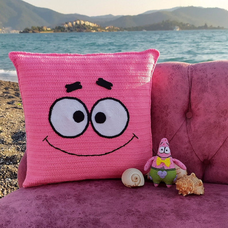 Crochet Pillow Pattern Spongebob Patrick Star Plankton Etsy