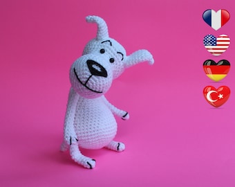 Crochet PATTERN, Snowy, Milou, Struppi, Milu, Amigurumi Crochet Pattern, Amigurumi, Crochet, Crochets, Crochet dog, Animal , Dog, Terrier