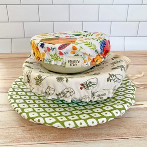 Reusable Bowl Covers // Adjustable // Flannel // Food Cover // Bundle // Eco Friendly Gifts // Reusable Products // Dish Cover // Washable