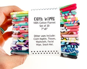 Cloth Wipes // Mixed Prints // Kids // Baby // Bundle // Cotton Wipes // Cloth Wipes Reusable // Reusable Tissue
