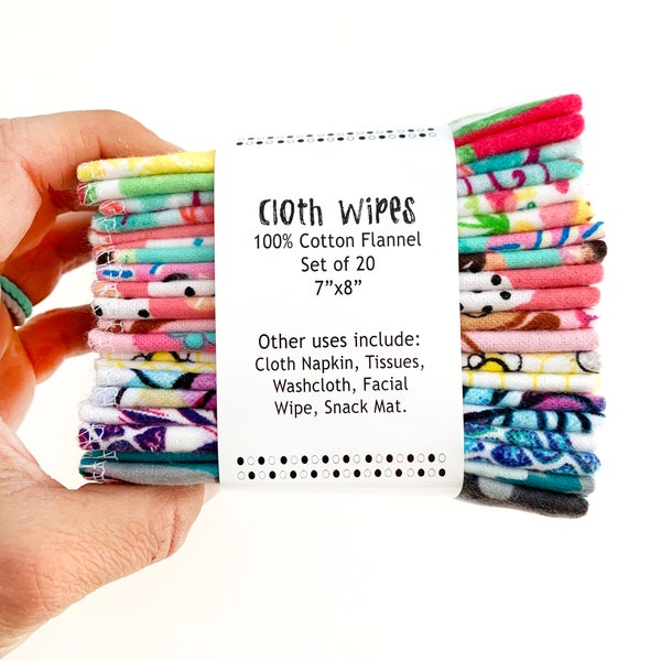 Cloth Wipes // Mixed Prints // Kids // Baby // Bundle // Cotton Wipes // Cloth Wipes Reusable // Reusable Tissue