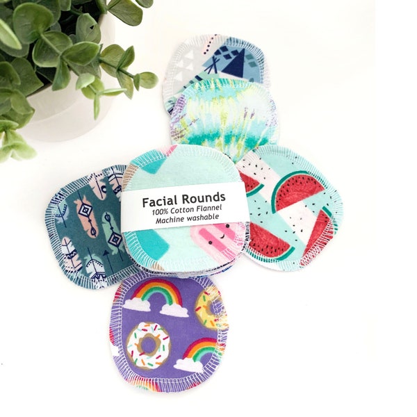 Set of 20 Facial Rounds // Surprise Pack // Mixed Prints // Reusable Make Up Remover Pads // Reusable Cotton Rounds // Cotton