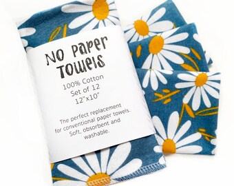 No Paper Towels // Flowers // Blue // Kitchen Towels
