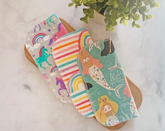 Individual Prints Cloth Napkins // Fairies // Mermaid // Unicorns // Rainbow // Reusable Napkins //  Lunchbox Napkins // Kids Napkins