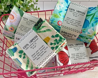 Floral and Plant Prints // Individual Prints // Set of 6 or 12 Cloth Napkins
