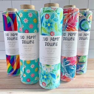 Individual Prints No Paper Towels // Set of 12 No Paper Towels // Unpaper Towels // Reusable Paper Towels // Cotton