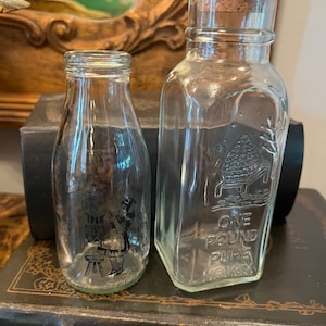 Vintage Honey Bottle and Milk Bottle