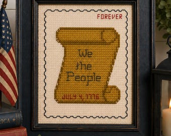Forever Stamp: We the People — Patriotic Cross Stitch Pattern — PDF Download