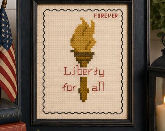 Forever Stamp: Liberty For All — Patriotic Cross Stitch Pattern — PDF Download
