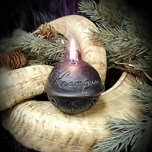 Black Beeswax Krampus Bell Candle - Krampus Collection