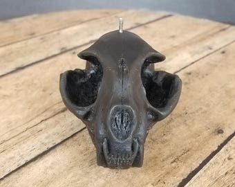 Black Beeswax Cat Skull Candle - Conjuring Spirits Collection