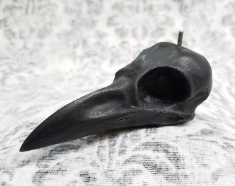 Black Crow Skull Beeswax Candle
