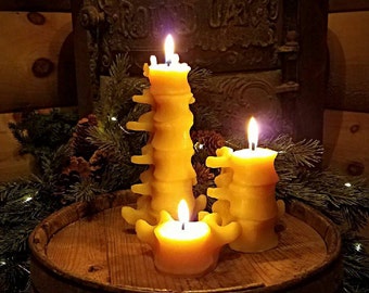 Beeswax Human Spine Candles, (Smaller Set of 3) (Gift Set)