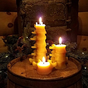 Beeswax Human Spine Candles, (Smaller Set of 3) (Gift Set)