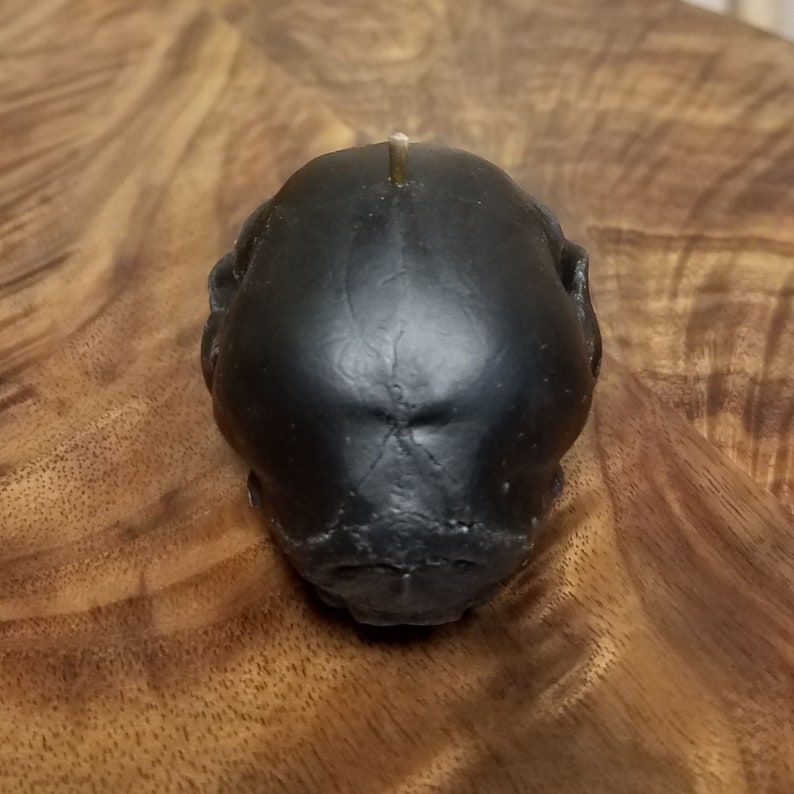 Black Kitten Skull Beeswax Candle imagem 3