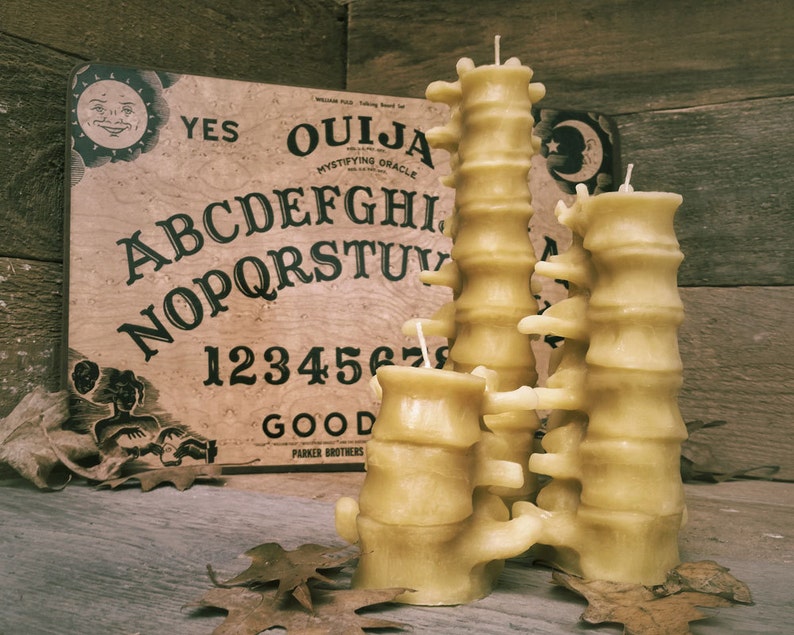 Medium Human Spine Candle, Spooky Beeswax Halloween Candle image 4