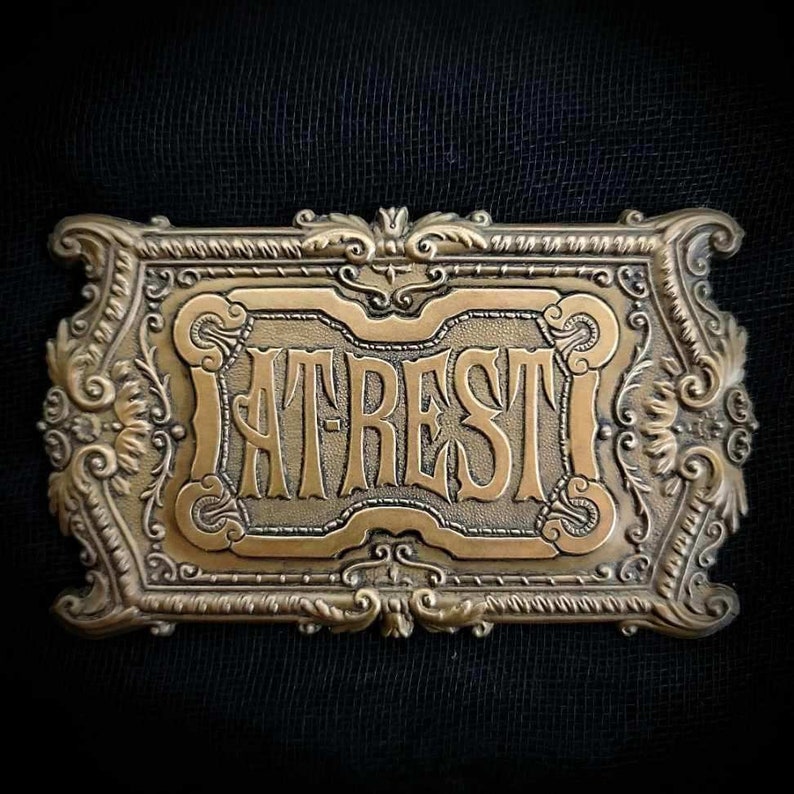 Victorian Coffin Plaque Magnet, Handmade, Replica, Cold Cast Bronze, Gothic, Memento Mori, Coffin, Casket, Grave, Grief, Mourning, Decor image 1