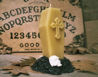 Beeswax Gothic Coffin Candle - Gothic Decor Halloween Candle
