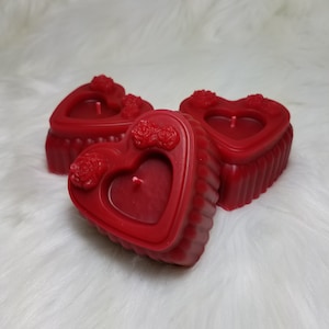 Red Beeswax Heart Candles - Set of 3