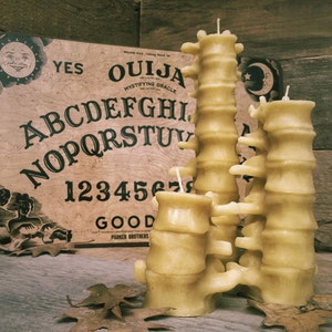 Large Human Spine Candle, Spooky Beeswax Halloween Candle image 4