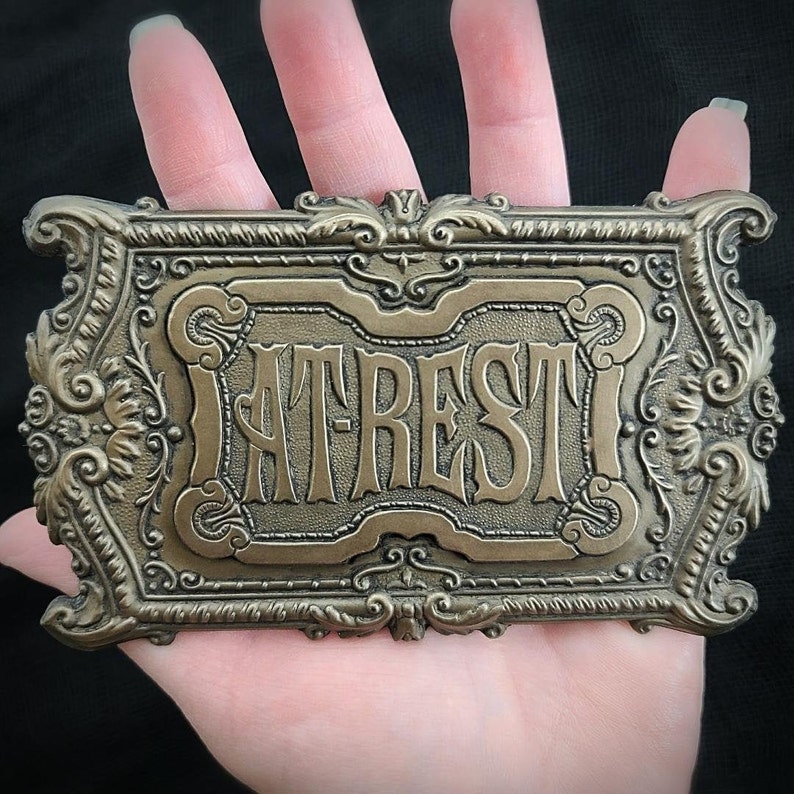 Victorian Coffin Plaque Magnet, Handmade, Replica, Cold Cast Bronze, Gothic, Memento Mori, Coffin, Casket, Grave, Grief, Mourning, Decor image 2