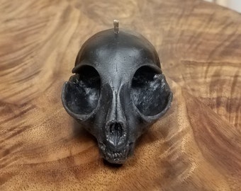 Black Kitten Skull Beeswax Candle